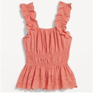 Old Navy Ruffle Strap Eyelet Top - Coral
